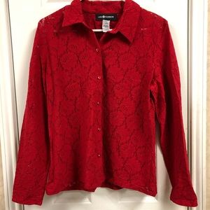 Red Lace Cover Up Top